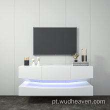 Suporte para TV flutuante montado na parede com luzes LED